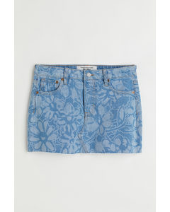 Denim Mini Skirt Denim Blue/floral