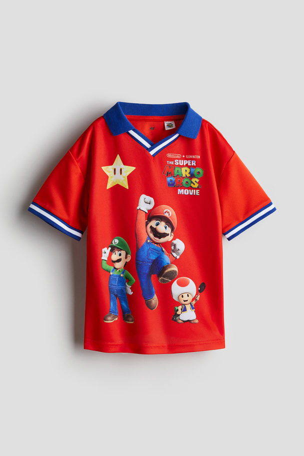 H&M Poloshirt Met Motief Helderrood/super Mario