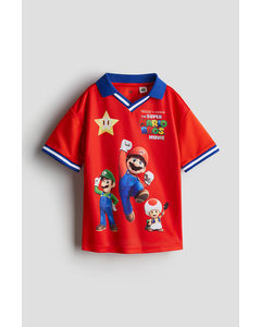 Poloshirt mit Motiv Knallrot/Super Mario