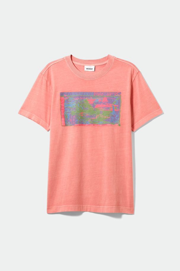 Weekday T-Shirt mit Grafikprint Pfirsich/Gebleicht
