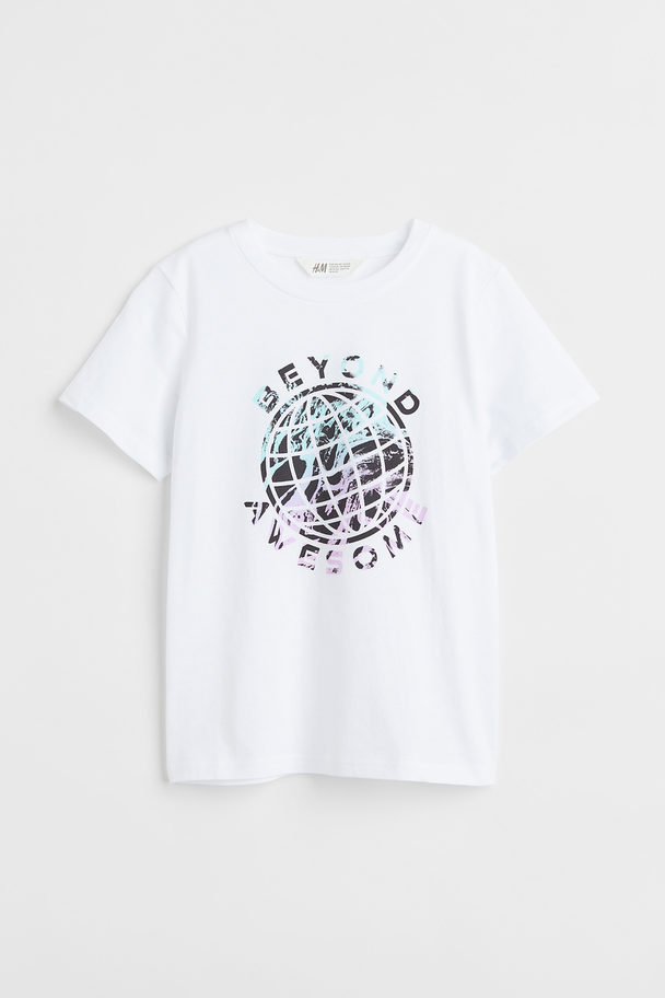 H&M Cotton T-shirt White/beyond Awesome