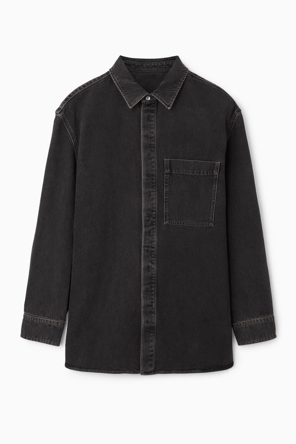 COS Oversized Denim Shirt Washed Black