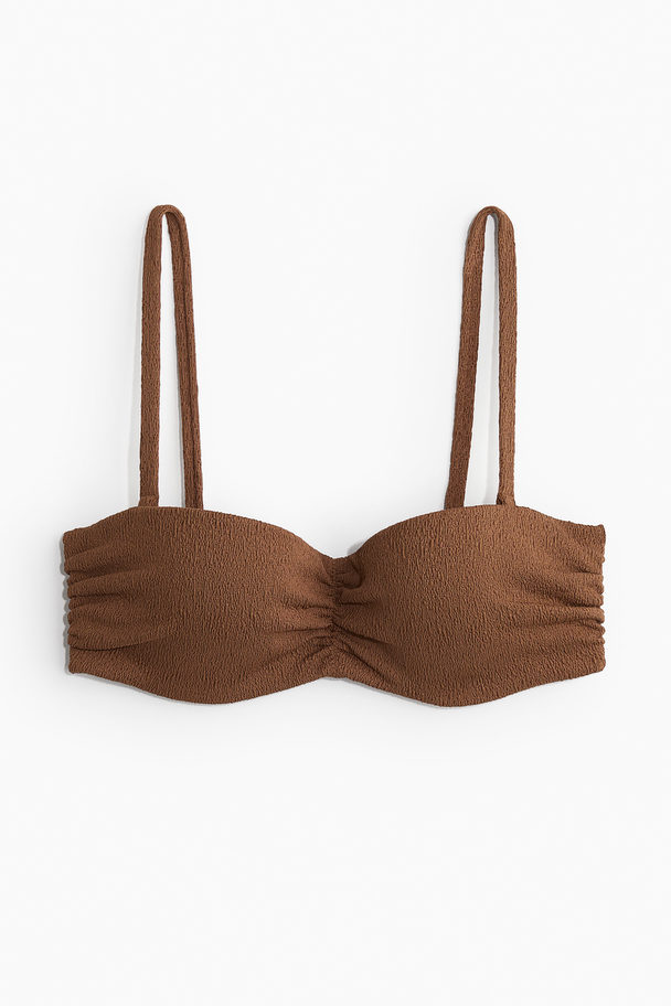 H&M Wattiertes Balconette-Bikinitop Braun