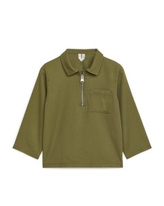 Pop-over Twill Shirt Khaki Green