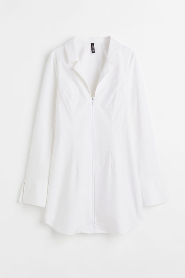 H&M Kurzes Blusenkleid Weiß