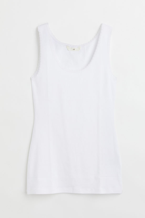 H&M Vest Top With Lace Trims White