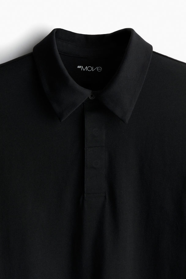 H&M DryMove™ Poloshirt mit Langarm Schwarz