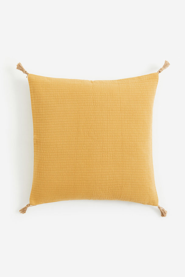 H&M HOME Tasselled Cushion Cover Yellow