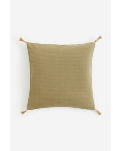 Tasselled Cushion Cover Khaki Green