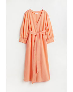 Kleid mit Bindegürtel Apricot