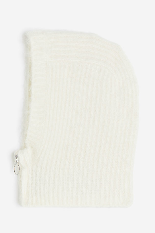 H&M Rib-knit Wool-blend Balaclava White