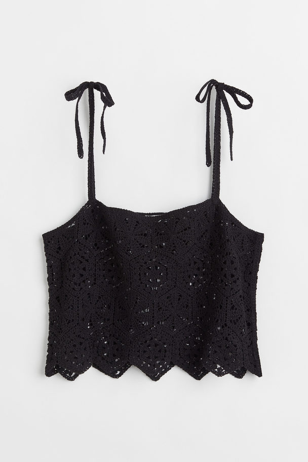H&M Crochet-look Top Black