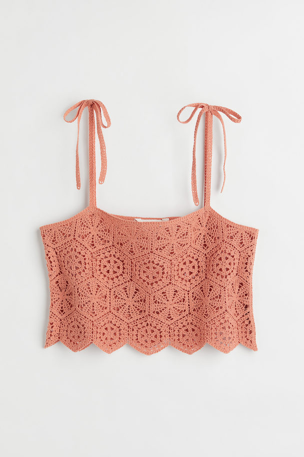 H&M Crochet-look Top Apricot