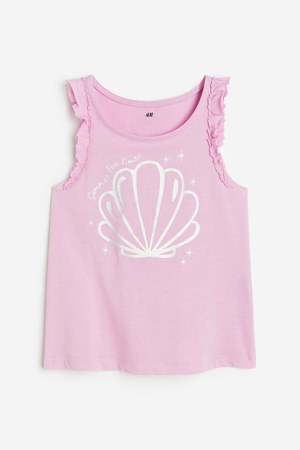 H&M Frill-trimmed Vest Top Pink/seashell