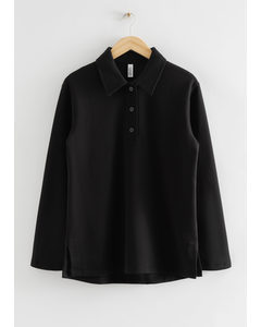 Oversized Polo Shirt Jumper Black