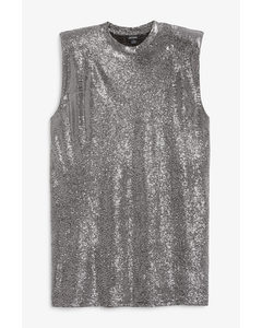 Sleeveless Mini Dress Black And Silver Glitter