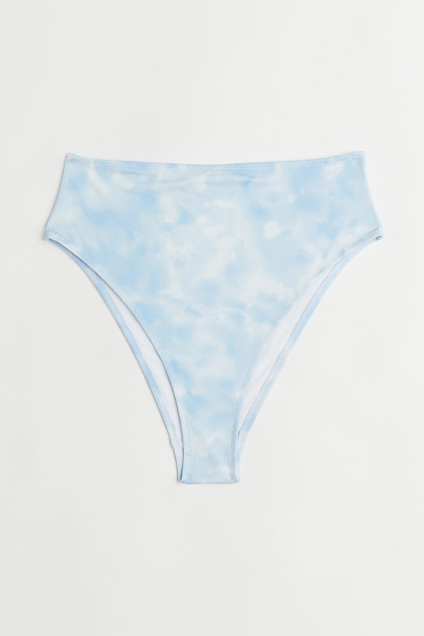 H&M High Leg Bikini Bottoms Light Blue/batik-patterned