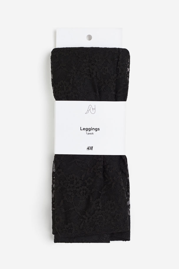 H&M Lace Leggings Black/patterned