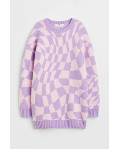 Knitted Dress Light Purple/checked