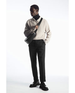 Slim-leg Tailored Cotton Trousers Black