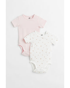 2-pack Cotton Bodysuits Light Pink/white