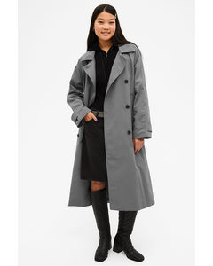 Double-breasted Mid Length Trench Coat Grey