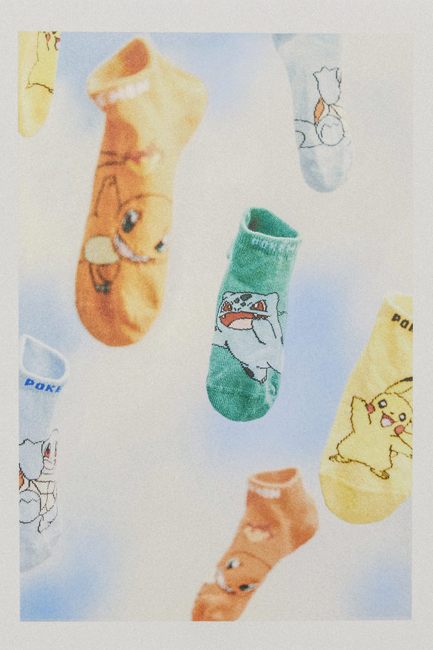 H&M 5-pack Trainer Socks Yellow/pokémon