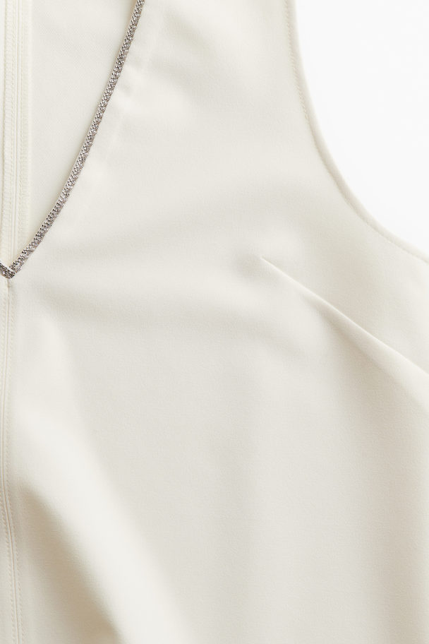 H&M Kleid mit V-Ausschnitt Weiß