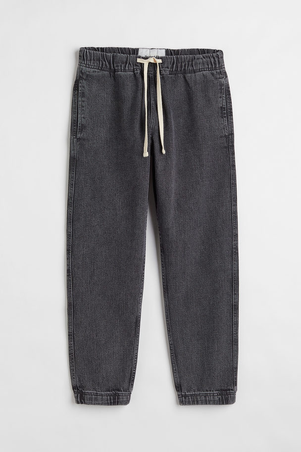 H&M Relaxed Denim Joggers Donkergrijs