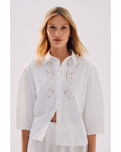 Blouse Met Broderie Anglaise Wit