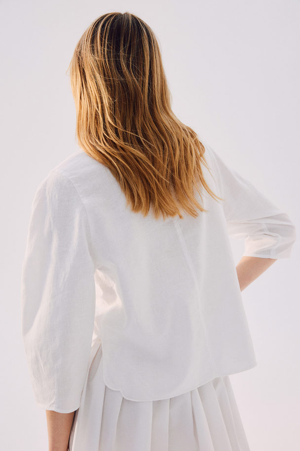 H&M Blouse Met Broderie Anglaise Wit