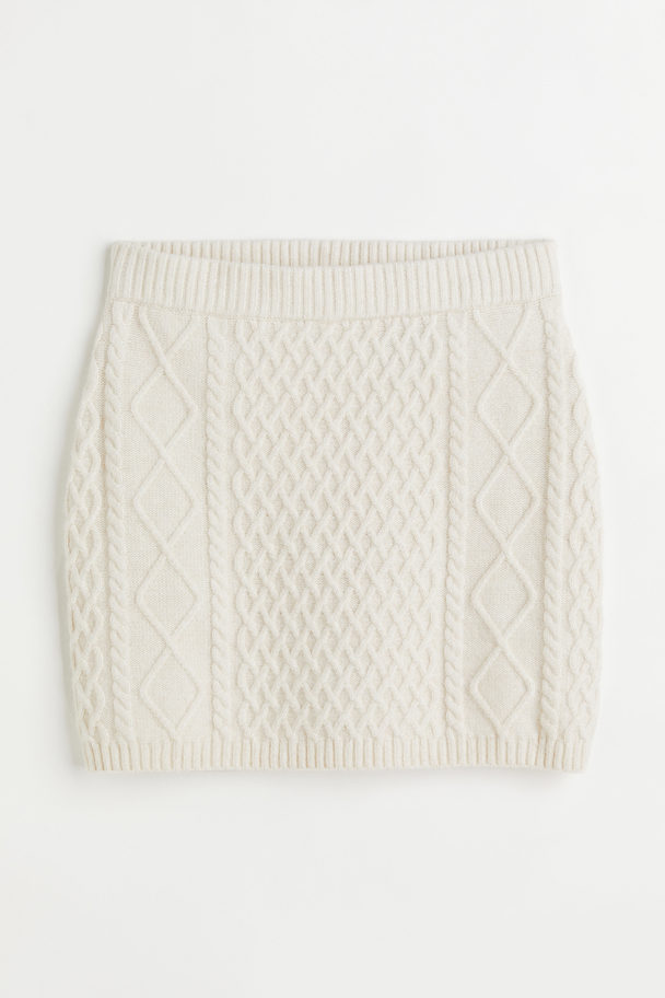 H&M Cable-knit Skirt Light Ecru