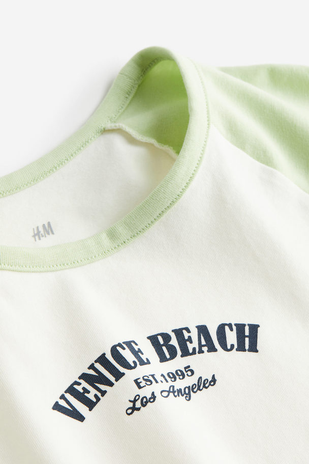 H&M T-shirt Met Print Lichtgroen/venice Beach
