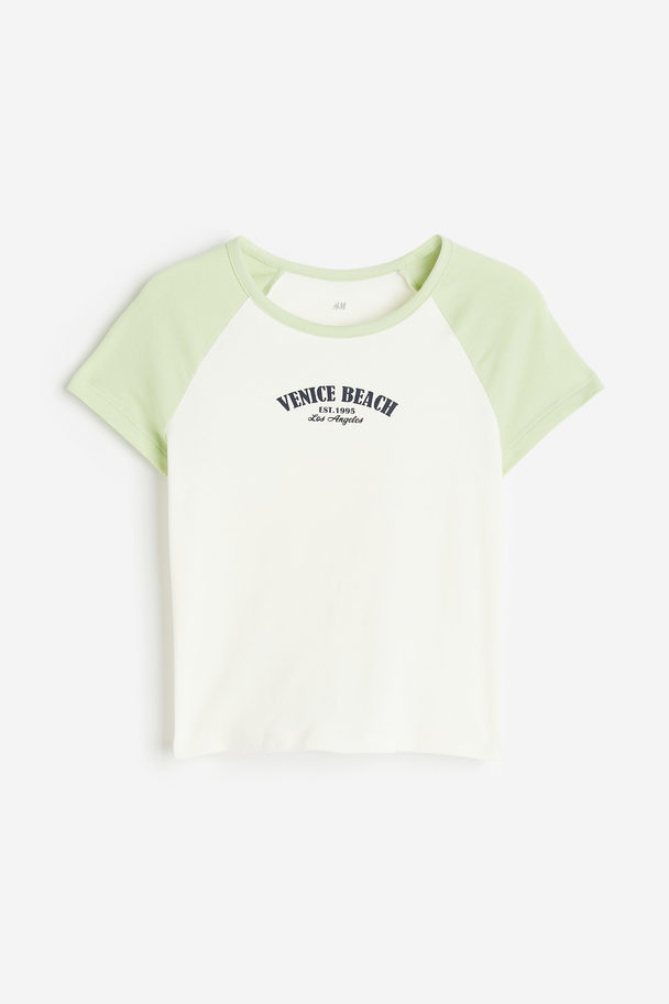 H&M T-shirt Met Print Lichtgroen/venice Beach