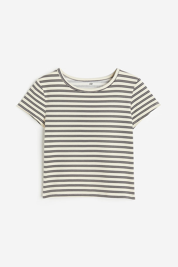 H&M T-shirt Met Print Roomwit/gestreept