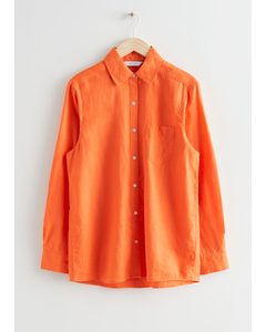 Oversized Skjorte Med Påsyet Lomme Orange