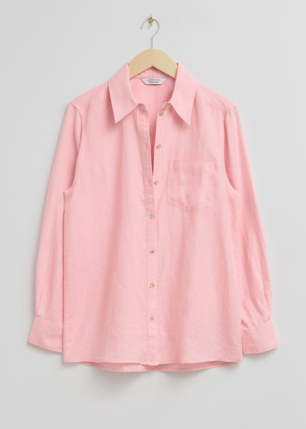 & Other Stories Oversized Patch Pocket Shirt Pink