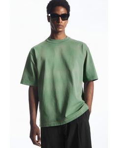Tjock T-shirt Med Halvpolokrage Grön