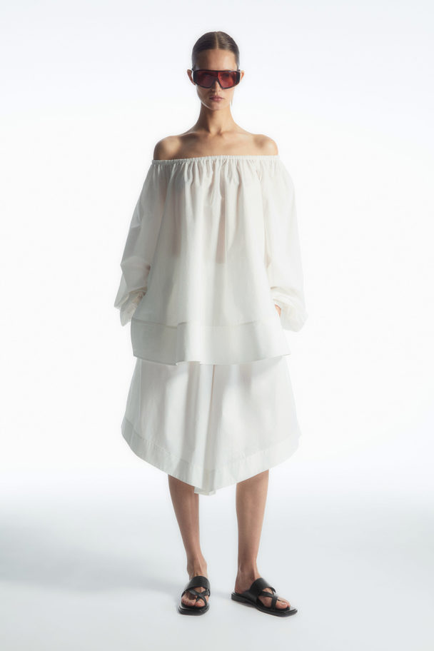 COS Oversized Off-the-shoulder Blouse White