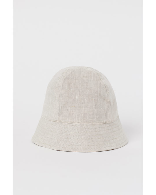 H&M Linen Sun Hat Light Beige Marl