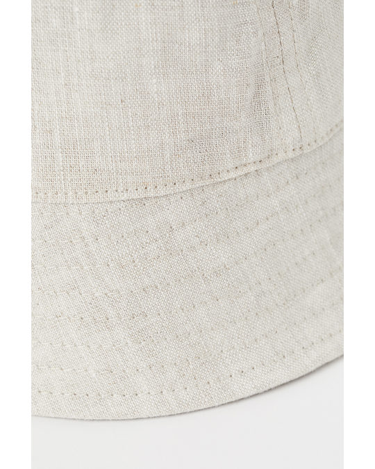H&M Linen Sun Hat Light Beige Marl
