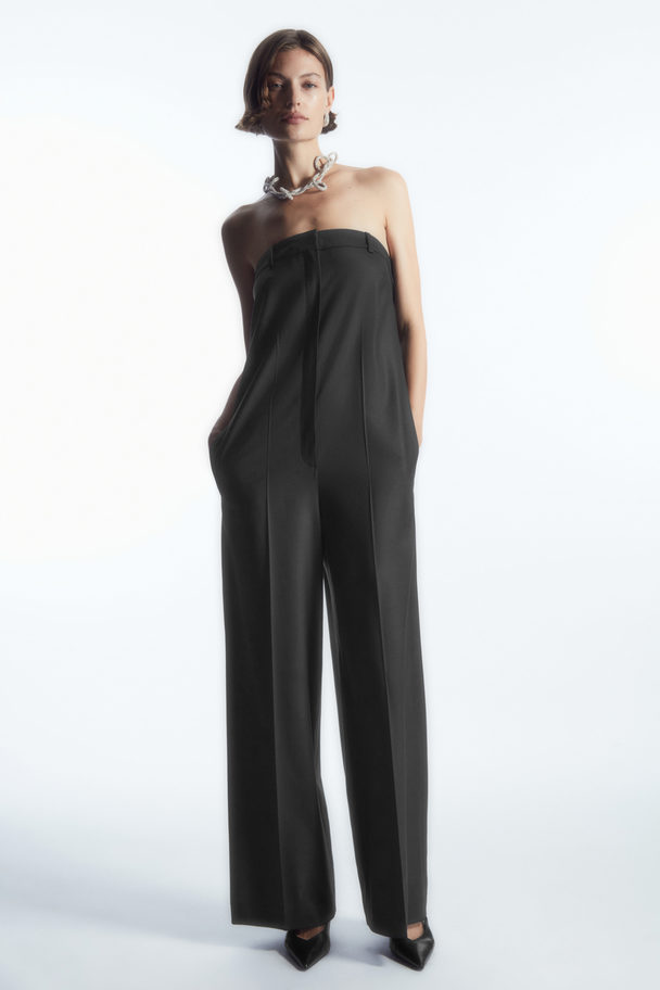 COS Strapless Wool Tailored Jumpsuit Black