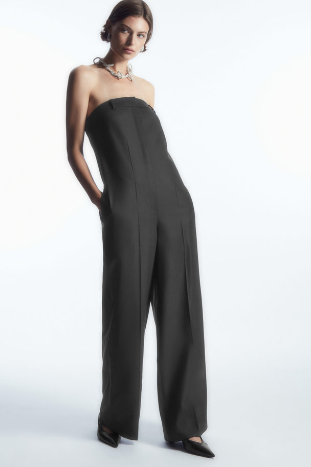 COS Strapless Wool Tailored Jumpsuit Black
