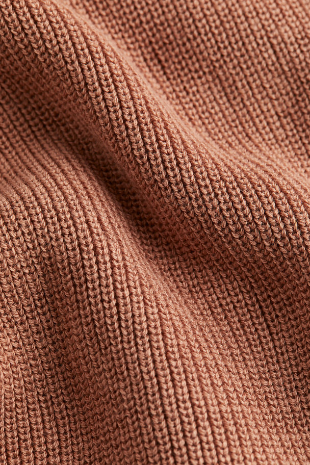 H&M Rib-knit Romper Suit Dark Beige