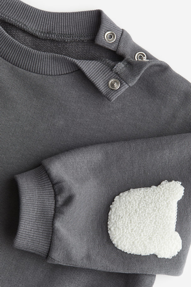 H&M Cotton Sweatshirt Dark Grey/bears