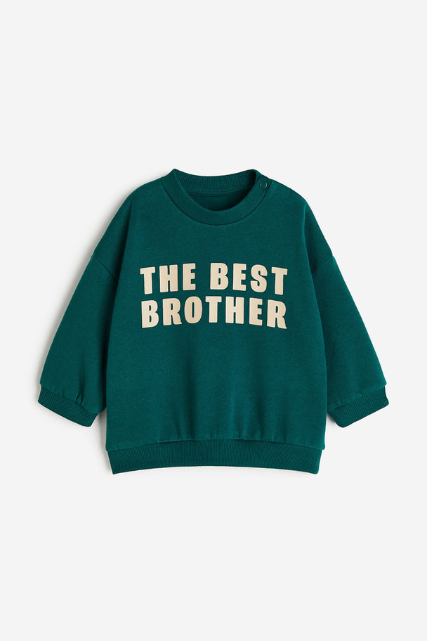 H&M Cotton Sweatshirt Dark Green/brother