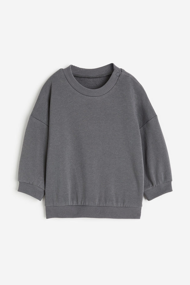 H&M Sweatshirt I Bomull Mörkgrå/björnar