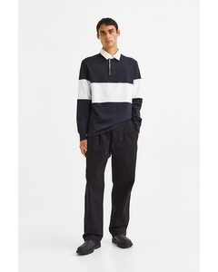 Relaxed Fit Twill Trousers Black