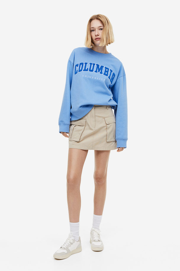 H&M Sweatshirt Med Motiv Ljusblå/columbia University