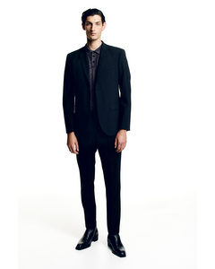 Anzughose aus Wollmix in Slim Fit Schwarz
